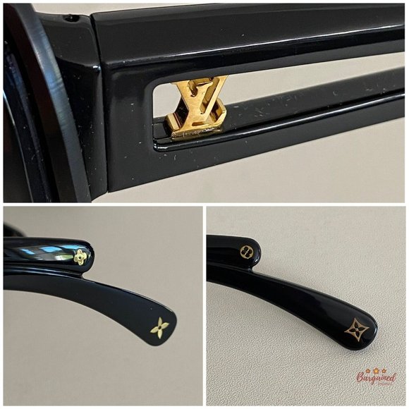 Authentic LOUIS VUITTON Black Acetate Flore Carre LV Logo Sunglasses Z0453U - Picture 7 of 12